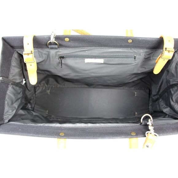 XLarge Amanda Smith BLACK COTTON REAL LEATHER TRIM SHOULDER BAG HANDBAG PURSE - Picture 6 of 13